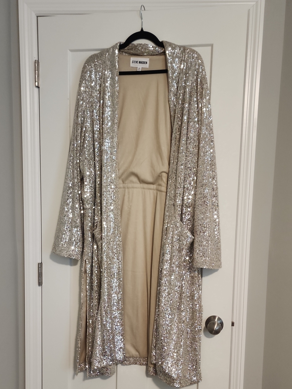 Steve Madden Champagne Sequin Long Duster / Cardigan / Blazer